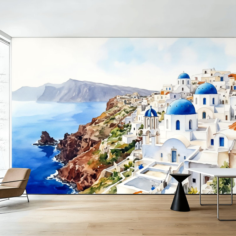 Papier peint adhésif auto-adhésif Santorini, L 144 po x l 100 po
