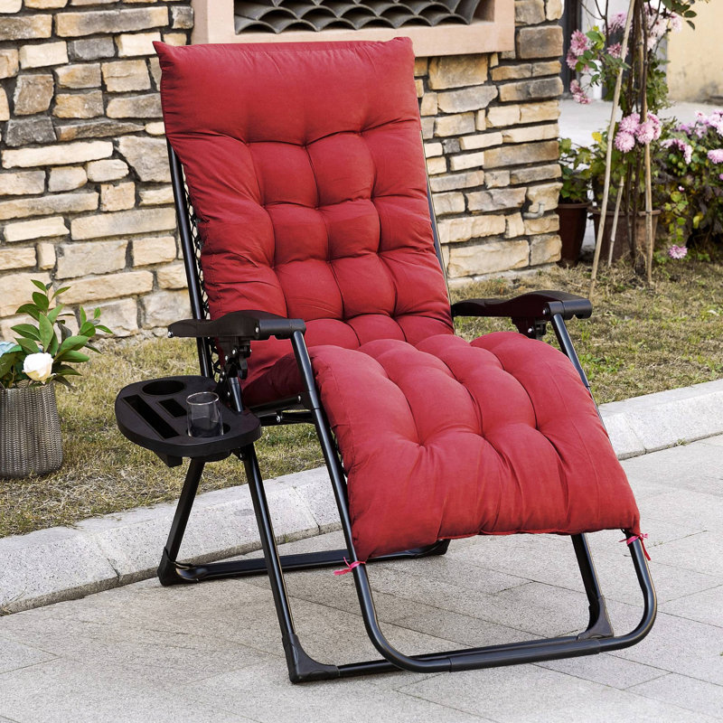 Zero Gravity Chair, Folding Reclining Lounge Chair With Padded Cushion, Side Tray For Indoor And Outdoor, Supports Up To 264 Lbs