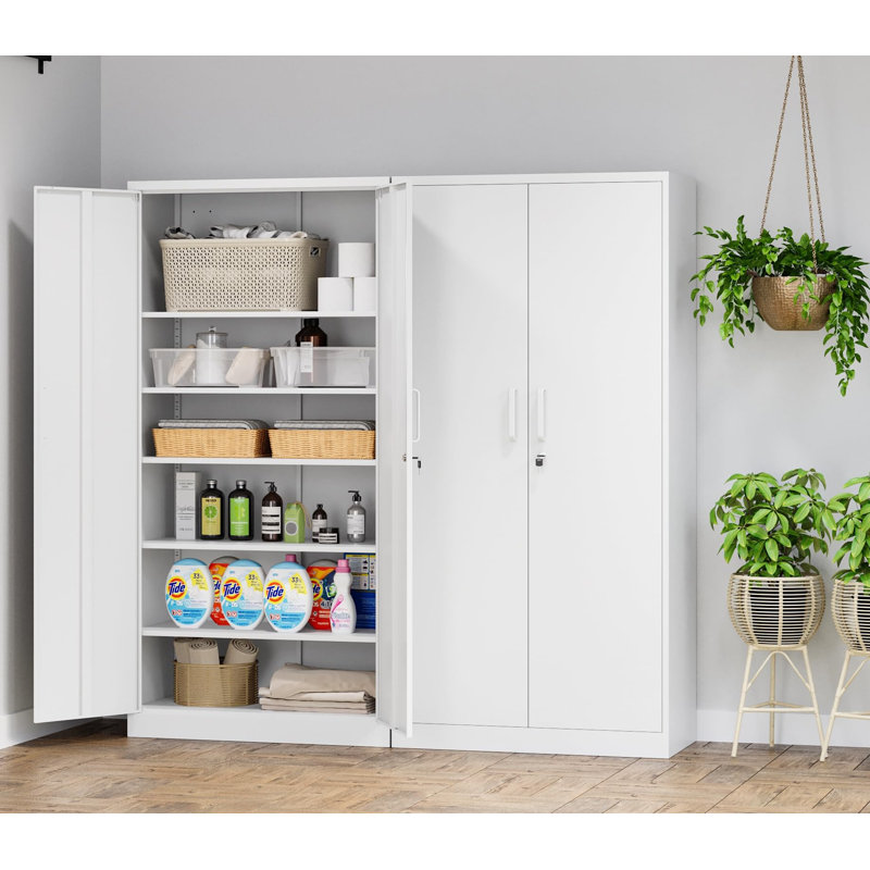 Metal Single Storage Cabinet ( 72'' H X 36'' W X 18'' D), White