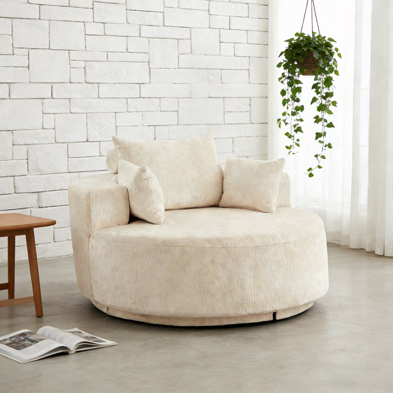 Canapé simple pivotant rembourré, Chenille beige foncé