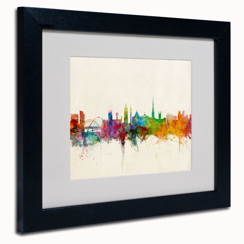 Mardiros «Newcastle England Skyline» par Michael Tompsett, impression encadrée, H 11 po x l 14 po, Noir