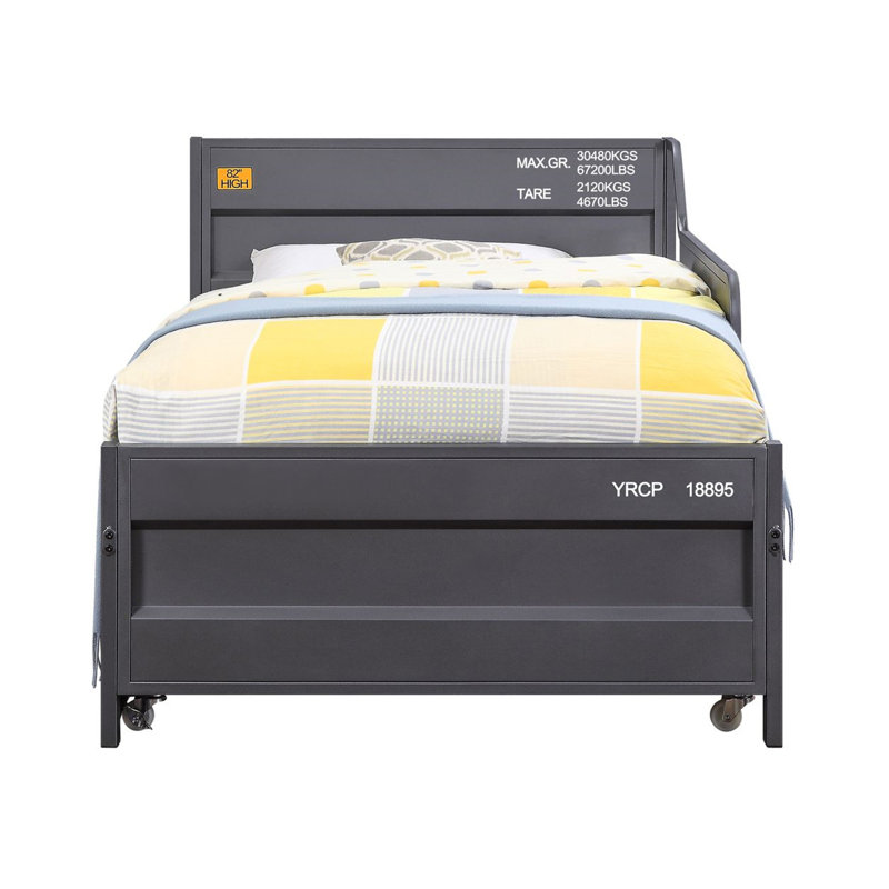 Egon Metal Twin Daybed with Trundle,Guest Bed,Platform Bed, Gunmetal