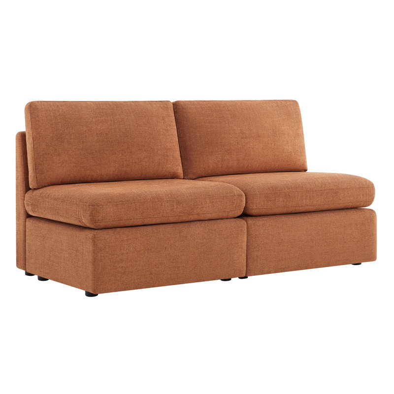 Winfree 68'' Upholstered Modular Armless Sofa, Orange