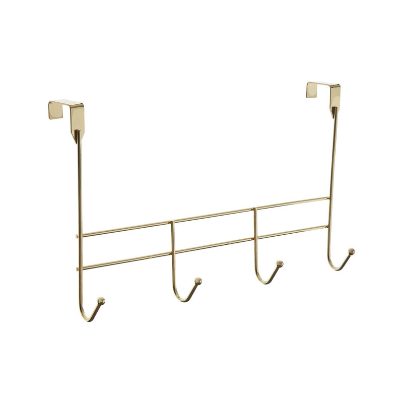 Iron Over-the-Door 4 - Hook Wall Mounted Coat Rack, Champagne Gold