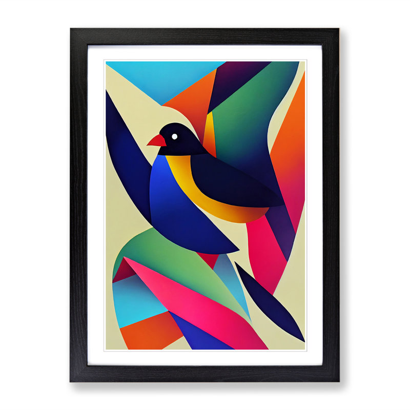 Simple Abstract Bird Vol.3 - Single Picture Frame Print, Black, 64cm H x 46cm W x 2cm D