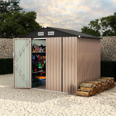 Outdoor Metal Sheds 6x8ft, Outdoor Storage Shed Metal Garden Tool Shed for Backyard, Utility Sheds Buildings with Air Vent