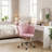 Adjustable Velvet Upholstered Vanity Chair With Seashell Shaped Back And Smooth Rolling Wheels For Bedroom Dressing Room Makeup Area