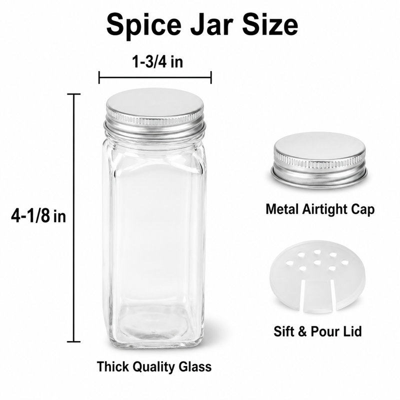 Paquet de 36 pots à épices en verre vides de 4 oz avec étiquettes, autocollants de campagne minimalistes et entonnoir, récipients d'assaisonnement