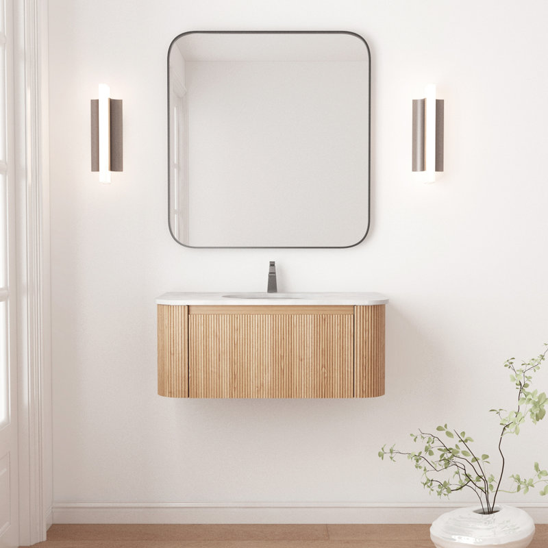 Meuble-lavabo mural 36 po avec comptoir en marbre artificiel Arcora