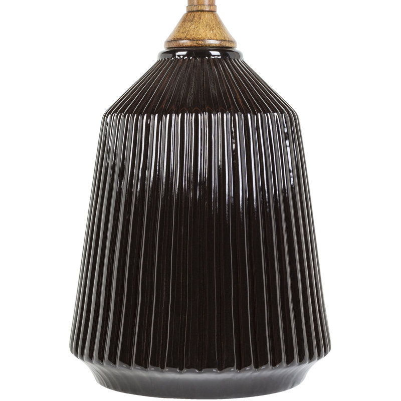Black Ceramic Table Lamp with White Linen Shade