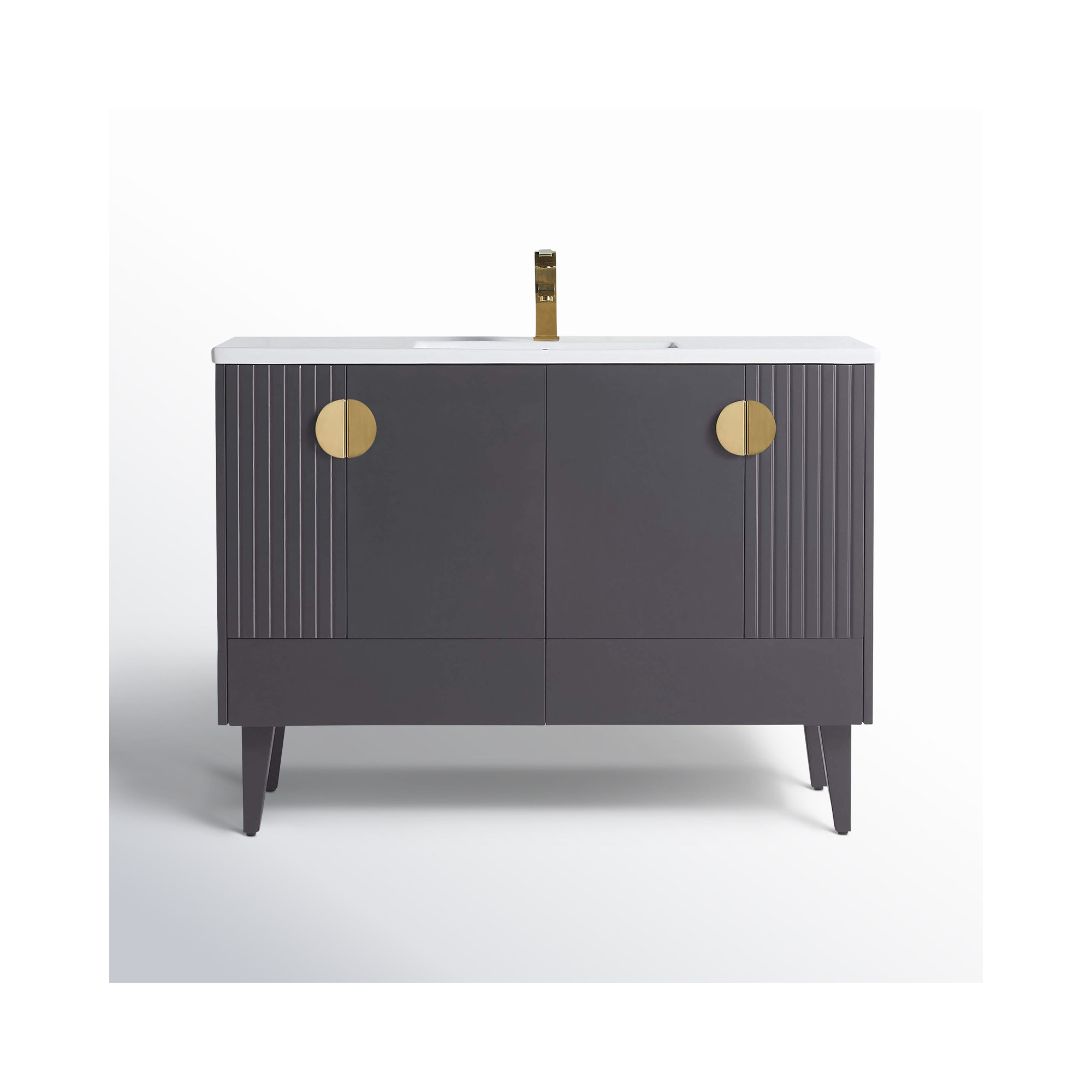 Saimah 48'' Single Bathroom Vanity, Rock Gray, Satin Brass