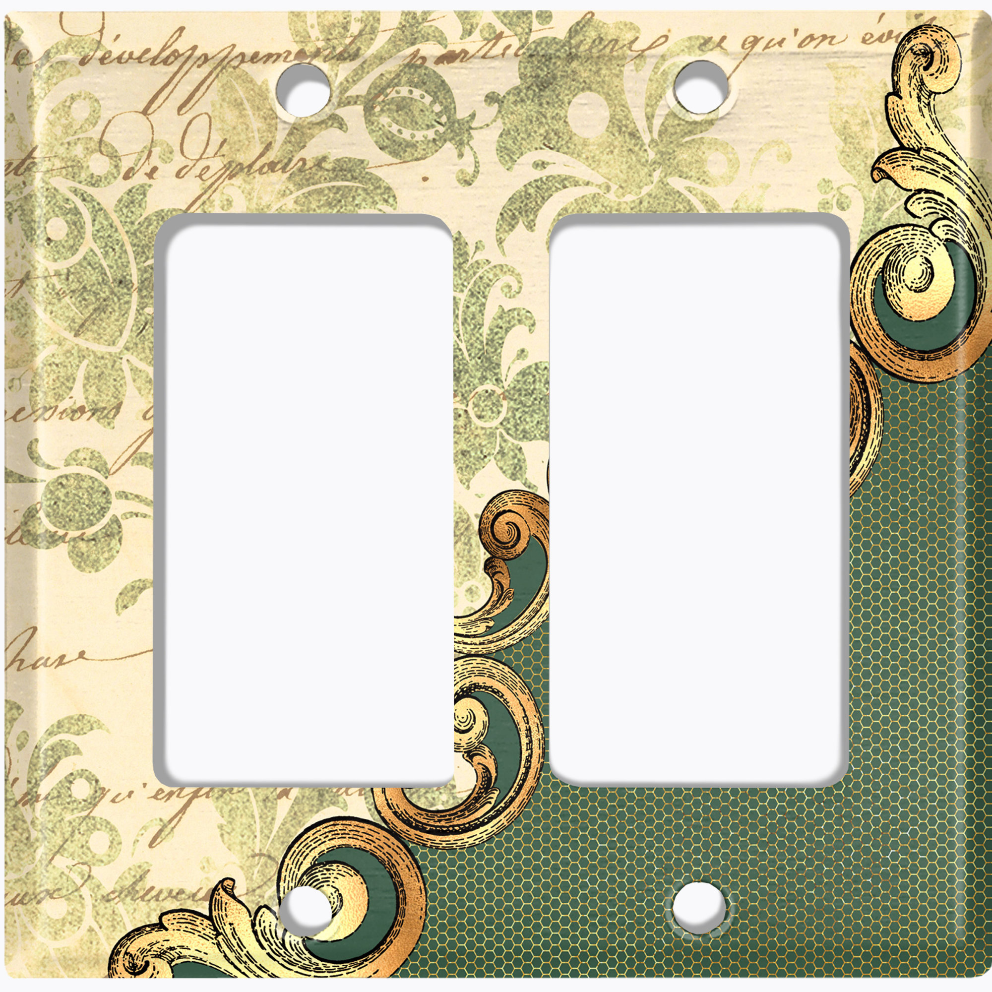 WorldAcc Metal Light Switch Plate Outlet Cover (Damask Green Flower ...