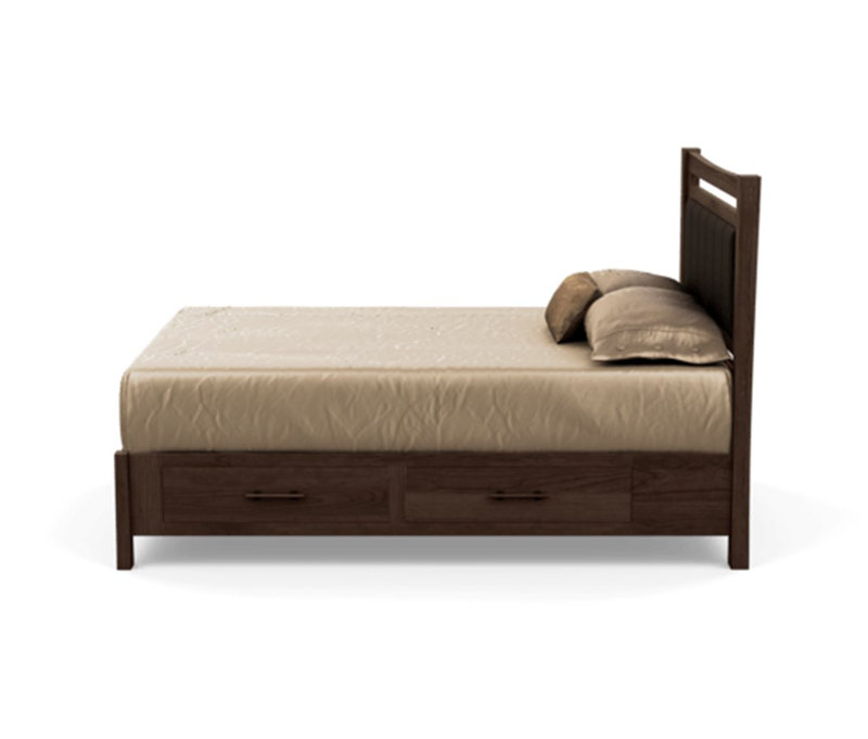 Monterey Upholstered Bed, Smoke Cherry, Ebony Leather, Full