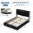 Queen Bed Frame with Lift Up Storage, Upholstered Velvet Bed with Storage Headboard, Metal Platform Bed, Hydraulic Support, No Box Spring Needed, Black-1193854064-1193854071