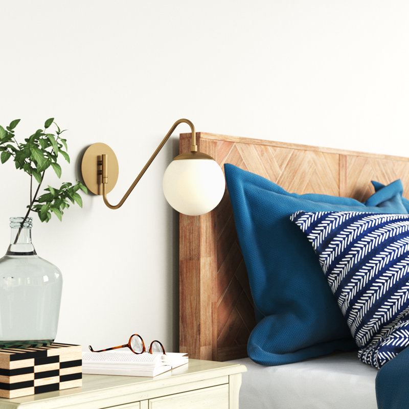 Granger Steel Plug-in Swing Arm Sconce, Lacquered Brass