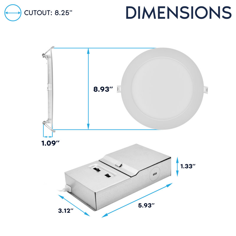 LUXRITE 8 In. LED Recessed Light with J-Box, Canless Mini Panel Light, 5CCT, 13/15/18W, 1050/1250/1500LM, CRI90 Dimmable 120-277V IC Rated ETL 24 Pack