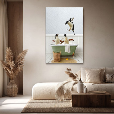 «Whimsical Penguin Bubble Bath», reproduction sur toile - Urban Studio