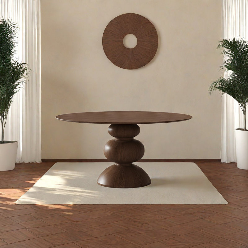 Tonyu Ash Round Solid Wood Dining Table, 29.5"H x 47.2"L x 47.2"W