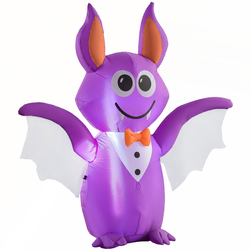 Chauve-souris d'Halloween gonflable Outsunny de 6 pi avec lumières DEL et affichage extérieur imperméable pour une ambiance festive