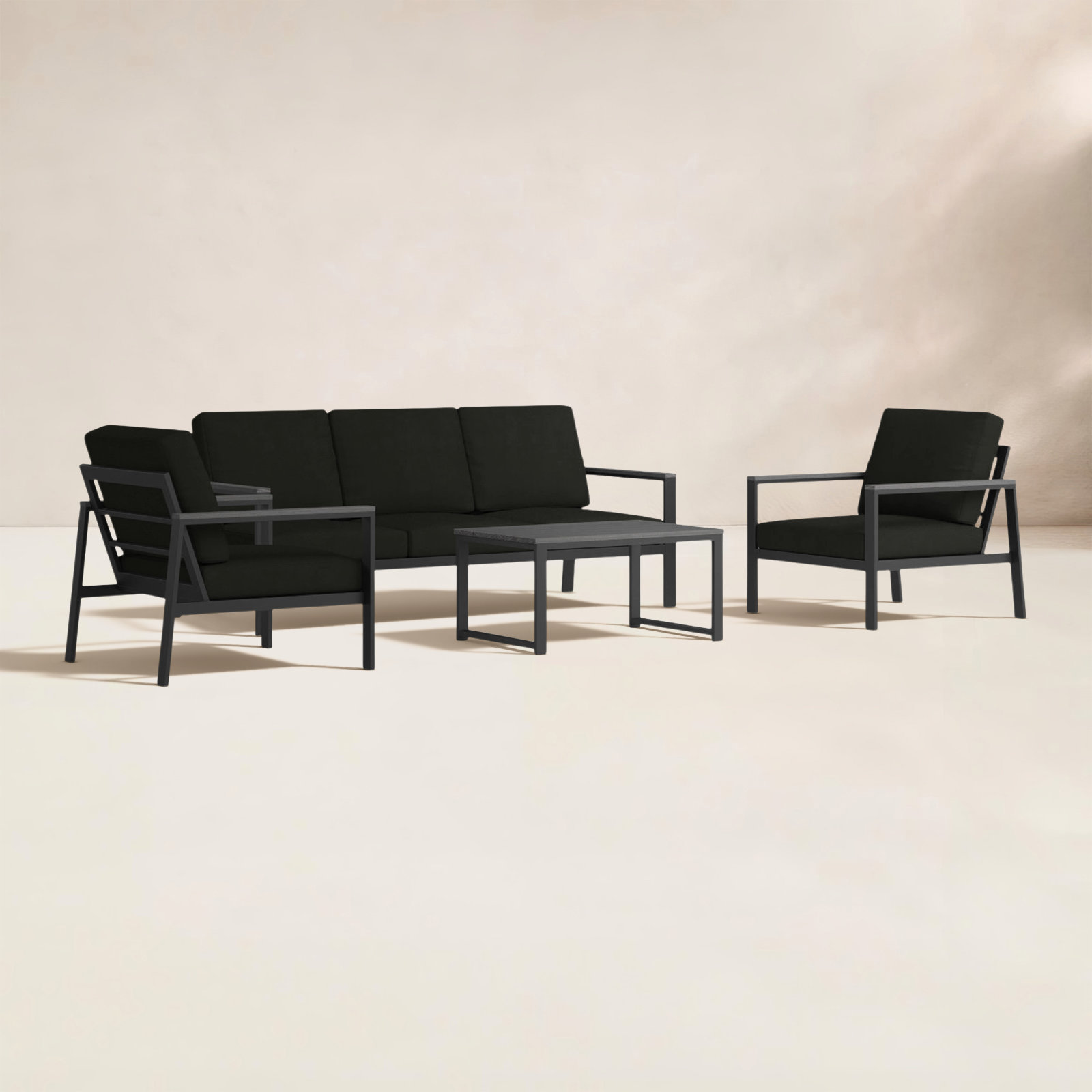 Townsend 5-Person Sunbrella® Patio Seating Group, Canvas Black Sunbrella® Canvas