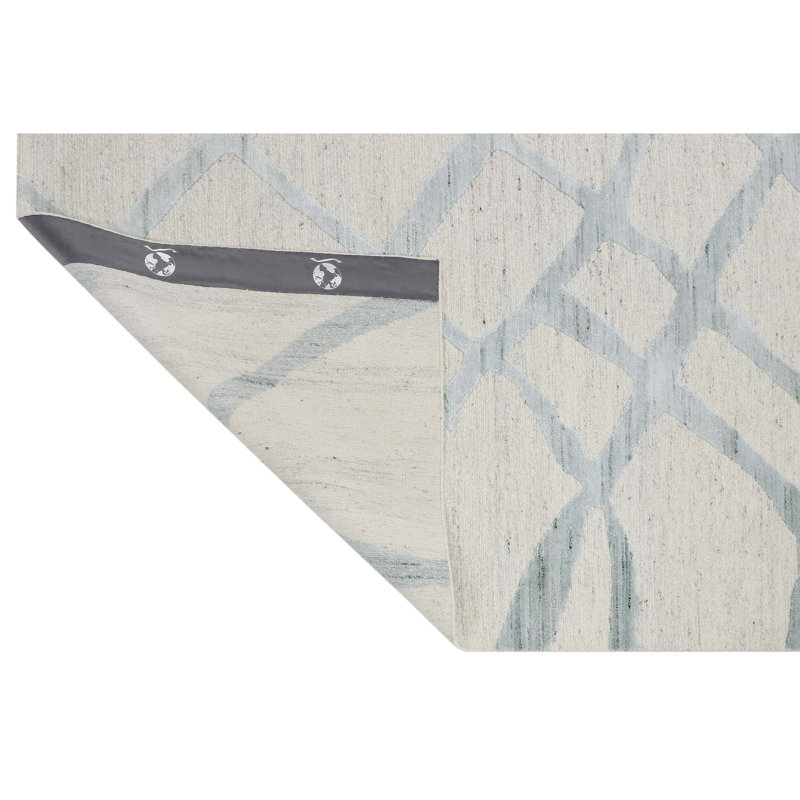 Hand Knotted Wool Area Rug in Teal, Rectangle 10' x 14'