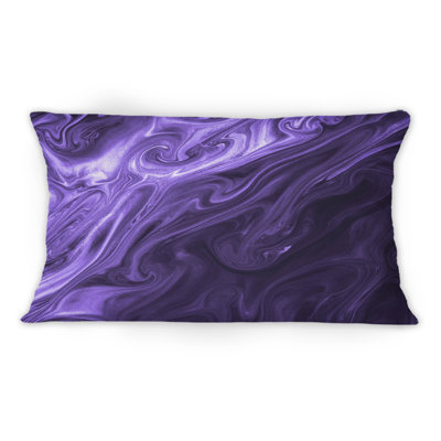 Ultra Violet Liquid Art Waves - Modern Printed Throw Pillow 1