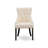 3 Piece Kitchen Table & Chairs Set Contains a Round Dining Table with Dropleaf and 2 Light Beige Linen Fabric Parson Chairs, Black-385186287-385186286