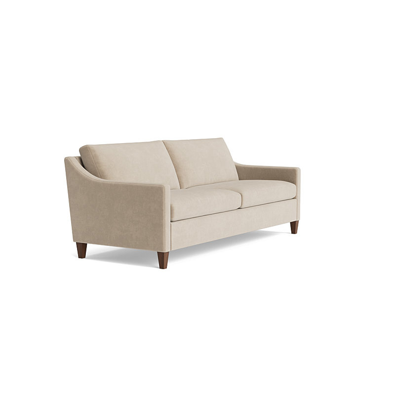 Vera Sofa (85"), Walnut Finish (Angled), Velvet - Beige