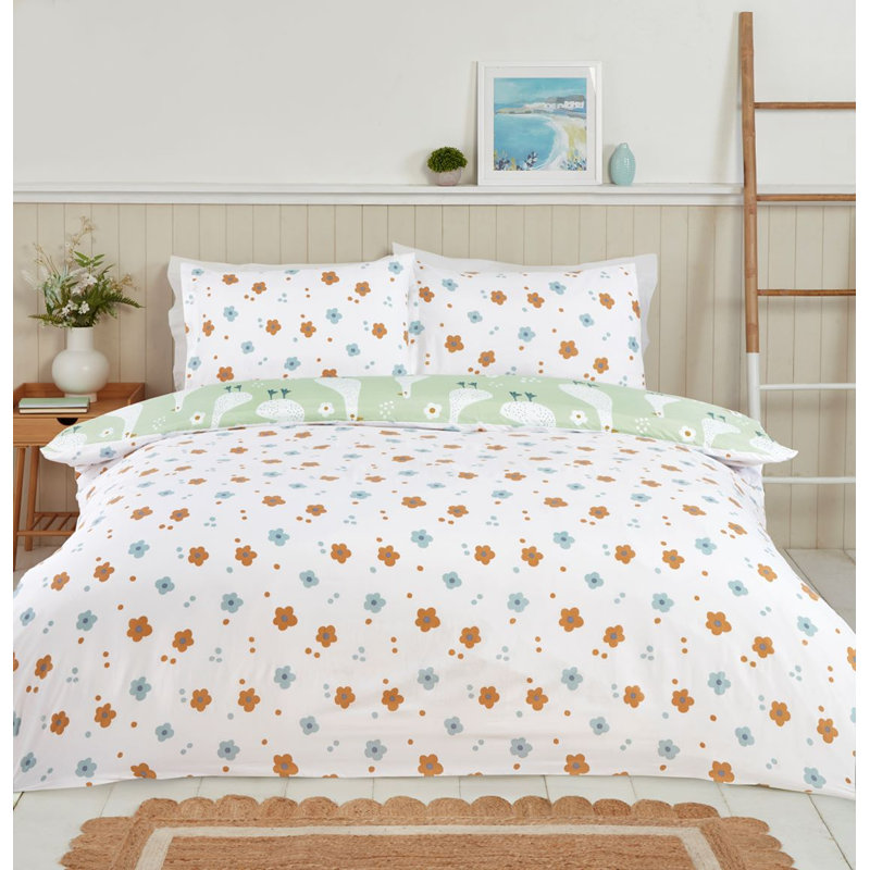 Jemima Polyester Floral Duvet Cover Set, Green, King Duvet Cover Set + 2 Standard Pillowcases