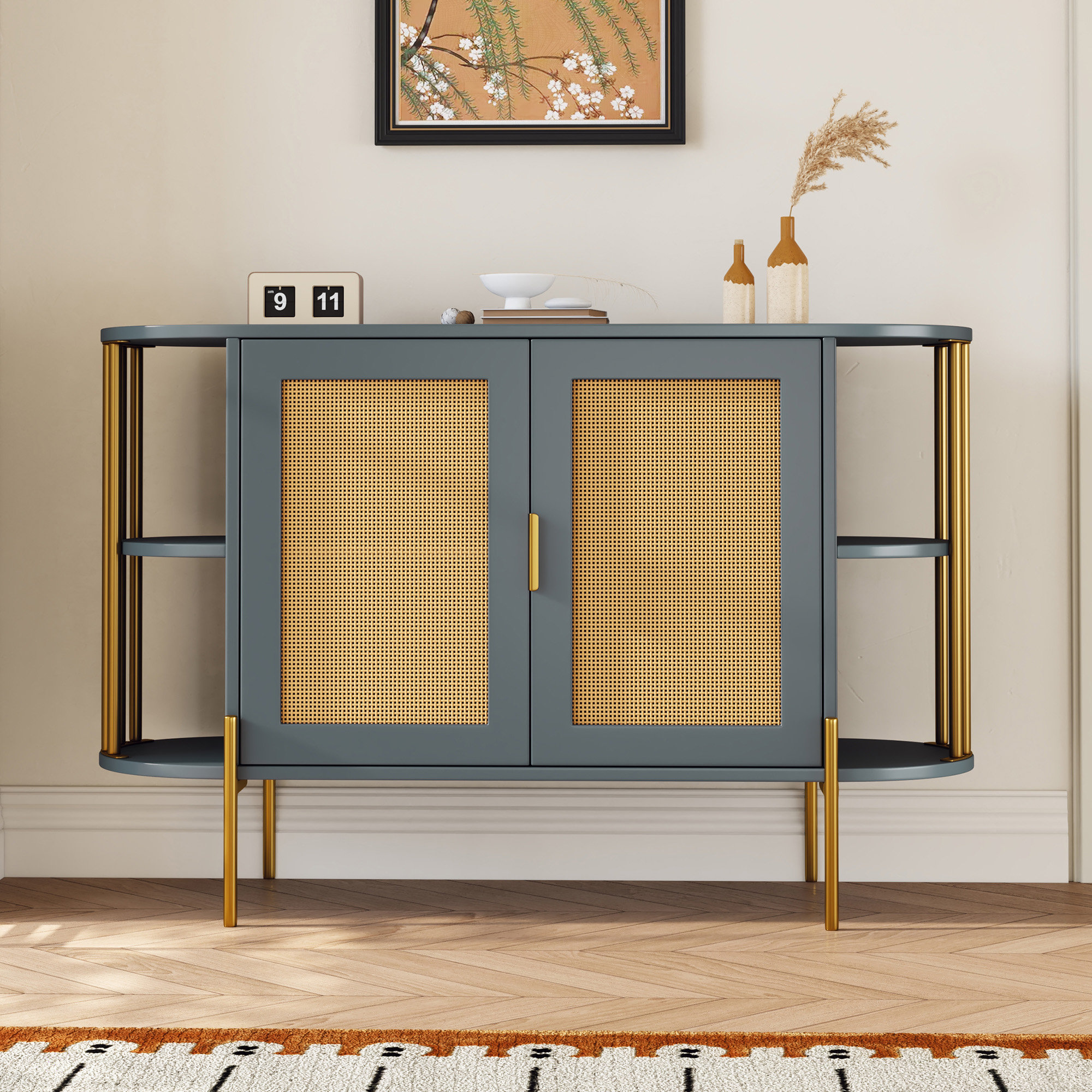 Bayou Breeze 2-Door Elegant Curved Dining Cabinet For Dining Room | Wayfair