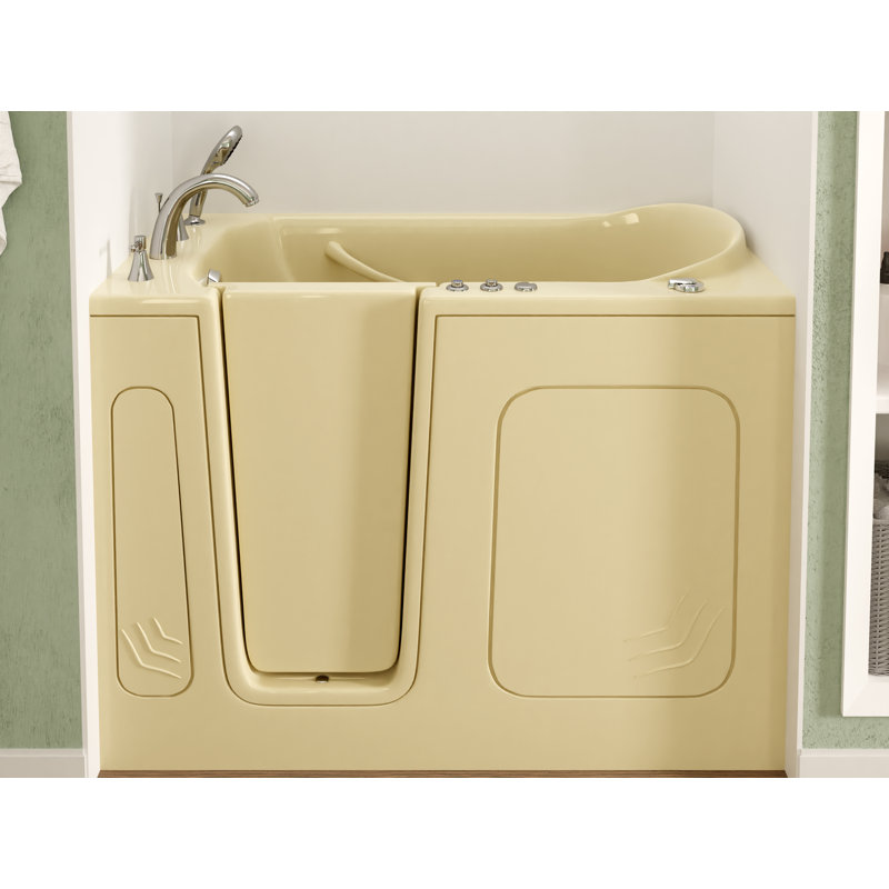 Therapeutic Tubs 30 in. x 54 in. Left Drain Quick Fill Walk-In Whirlpool Tub with Powered Fast Drain in Biscuit, Left