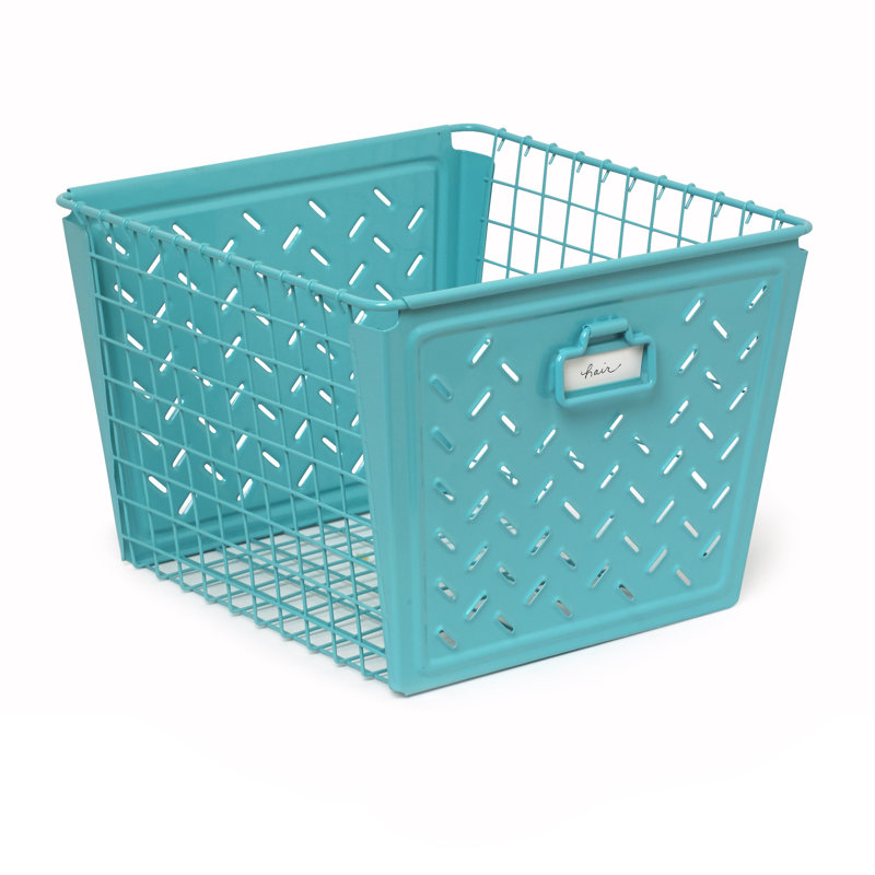 Panier en métal / fil métallique rétro, Bleu sarcelle