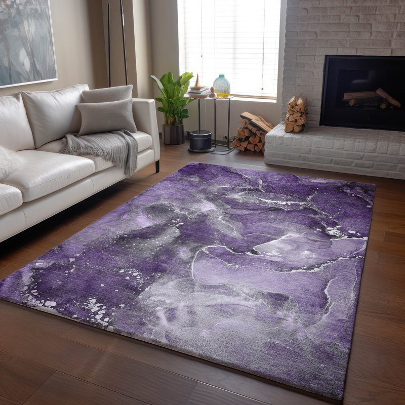 Tapis mauve Premium lavable à la machine Cerrito AMF518, Rectangulaire 3 pi x 5 pi