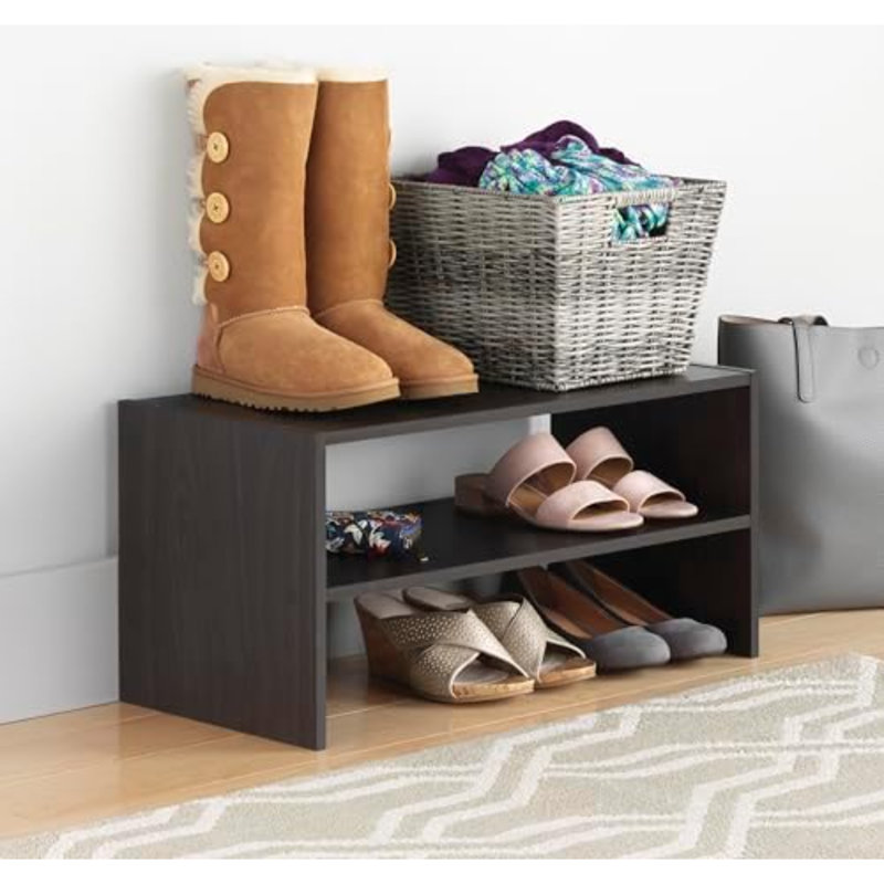 Stackable 31" Extra Wide 2-Shelf Storage Organizer, Espresso，2 Pack, Espresso