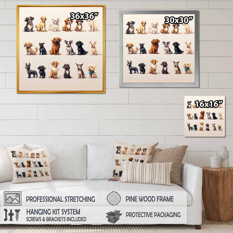 Reproduction d'art mural gris chiot de chambre de bébé II - animaux, Cadre flottant noir, H 30 po x l 30 po x P 1,5 po