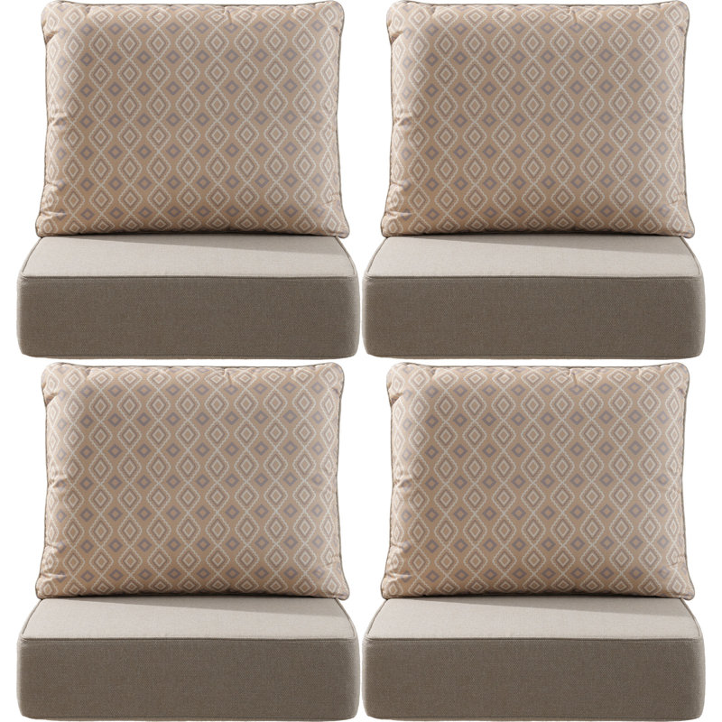 Ensemble de coussin d'assise et de dossier en polyester résistant aux intempéries Deb, 4, L 24 po x P 24 po, Beige