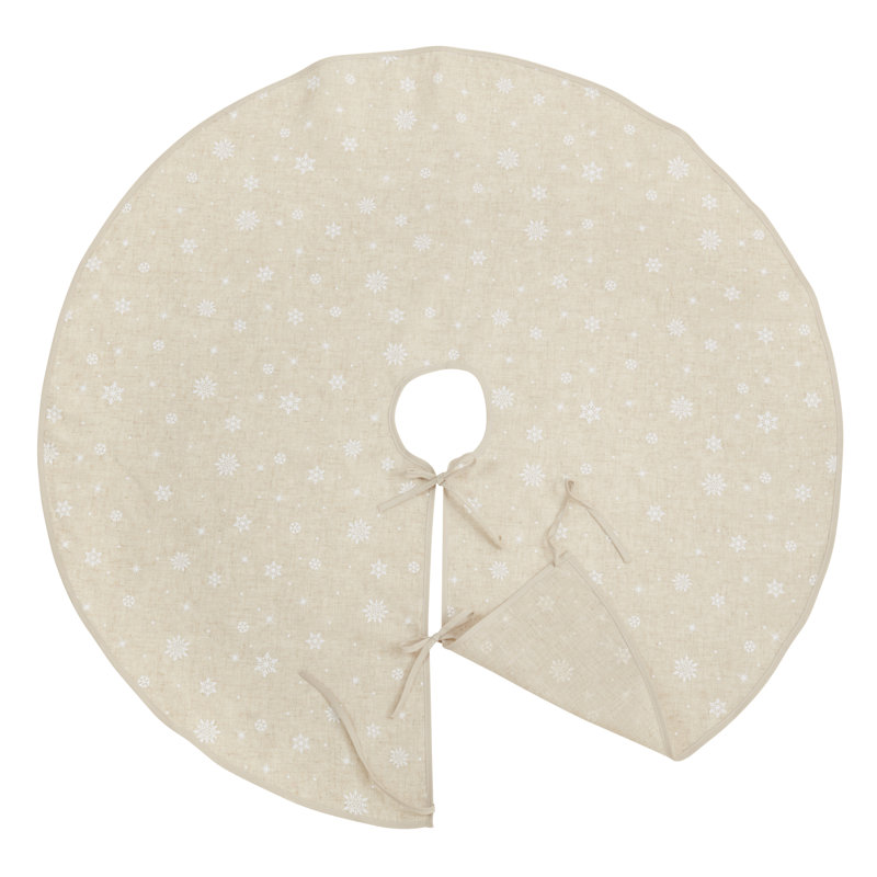 Beige Snowflake Patterned 56" Cotton Tree Skirt