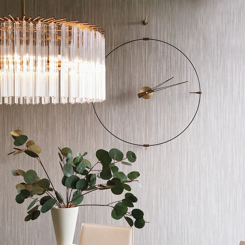 Mini Bilbao Analog Wall Clock, Brass/Walnut