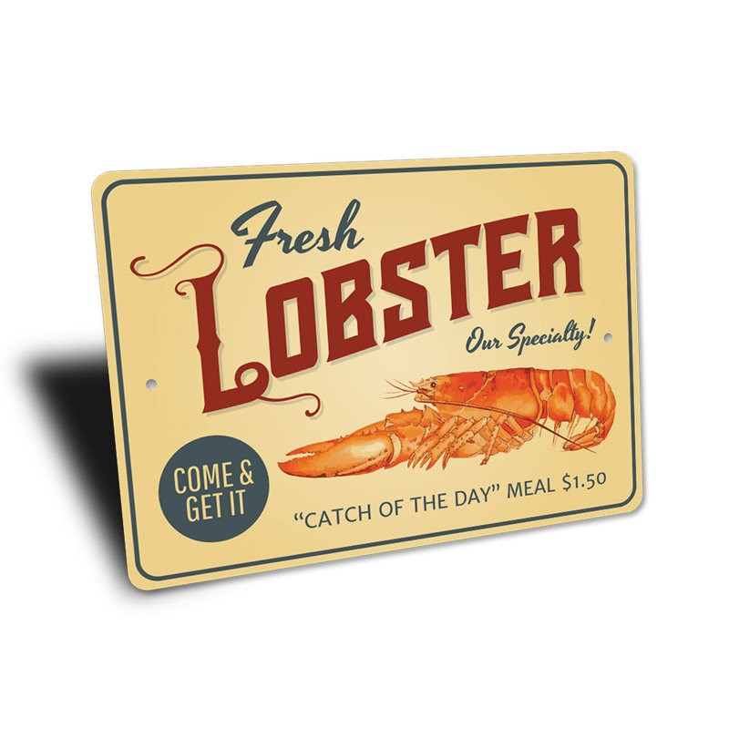 Plaque en aluminium Fresh Lobster Meal, H 14 po x l 10 po x P 0,04 po