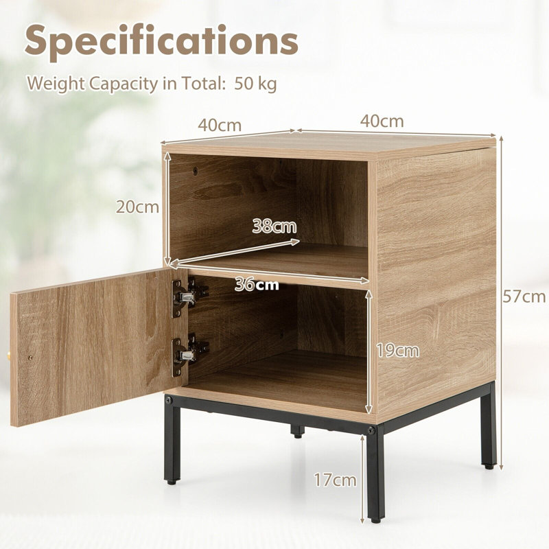 Ameen 40cm W Metal Bedside Table