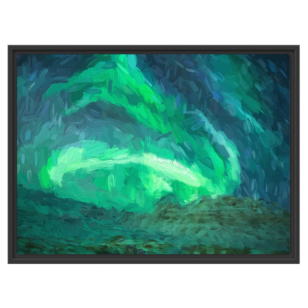 Gerahmtes Wandbild Nordlichter über Island Kunst