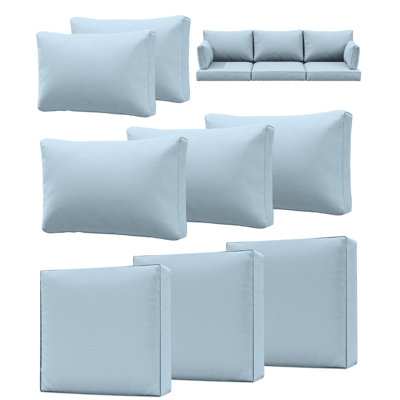 Outdoor 4" Thick Replacement Cushion Set Seat/Back Cushion (Set Of 3 Seats , 3 Backs , 2 Short Backs)