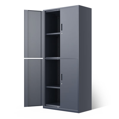 71" Lockable Heavy Duty Metal Storage Tool Cabinet W/ 2 Adjustable Shelves