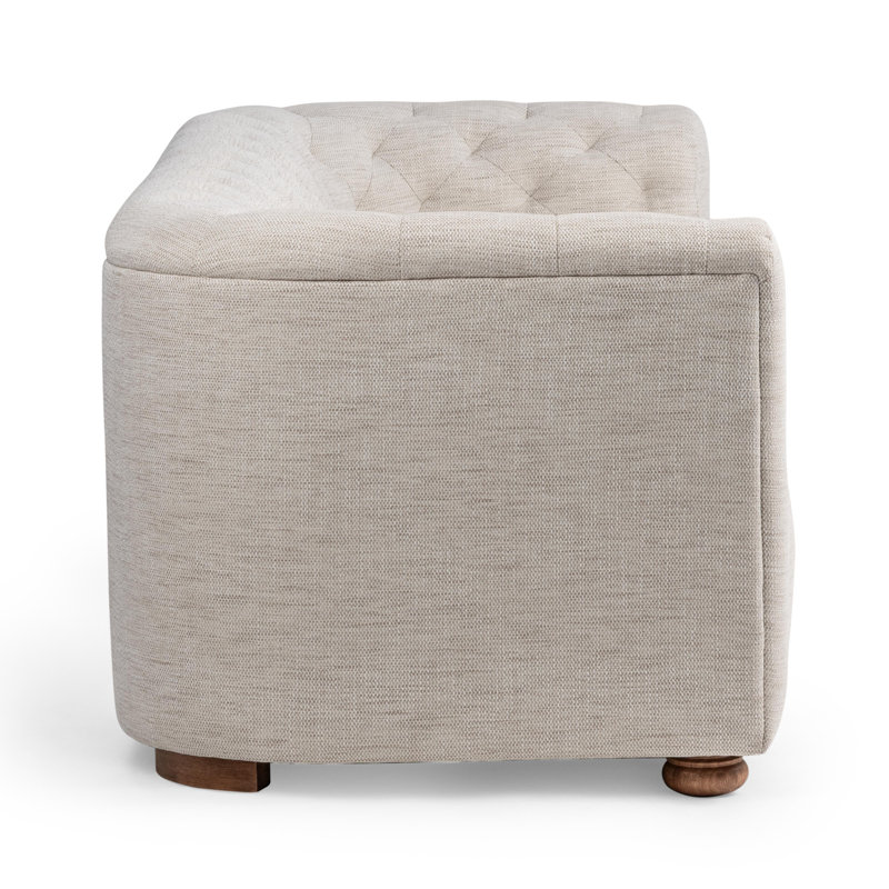 Orville Upholstered Sofa, Beige Polyester Blend