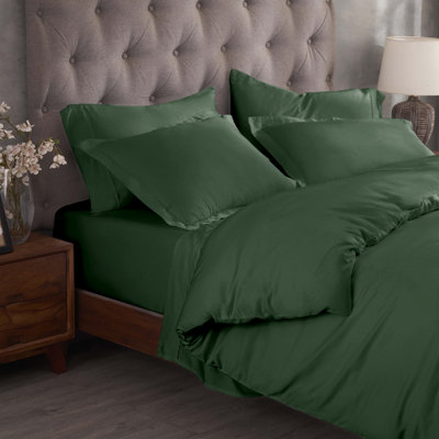 Ensemble de housse de couette unie en mélange de coton égyptien 300 fils avec taies décoratives