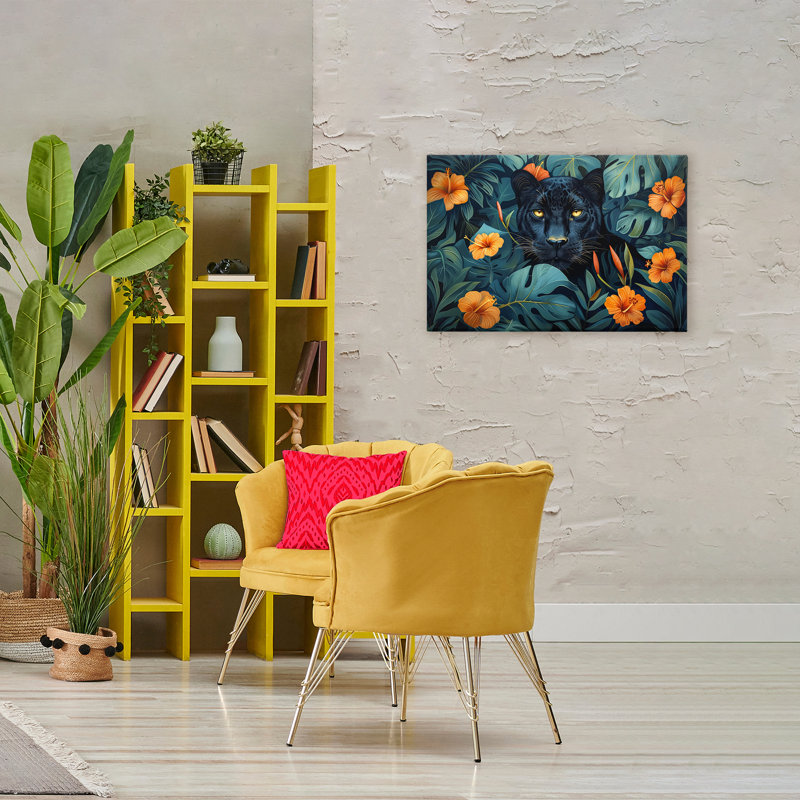 Toile cachée du paradis des panthères, design par Ray Powers, H 24 po x l 36 po