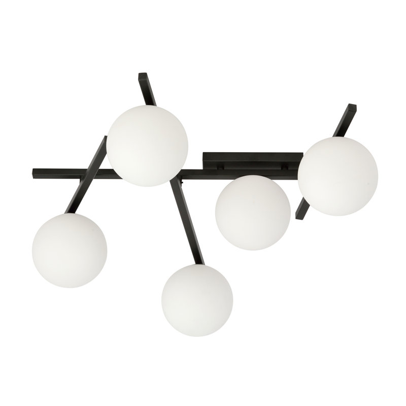 Glass Flush Mount, White, 12cm H x 72cm W x 8.5cm D