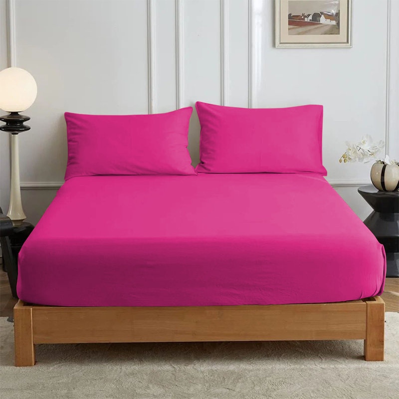 Leila Microfiber 25cm Deep Pocket Fitted Bed Sheet, Super King (6'), Pink