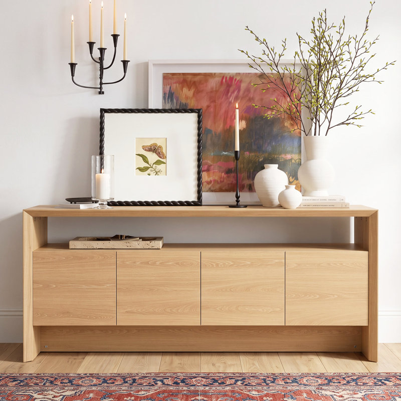 Long buffet moderne en bois avec tablette ouverte 68,70 po Winton