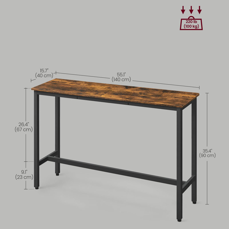 Console Table, Rustic Brown, 35.40" H x 55.10" W x 15.70" D